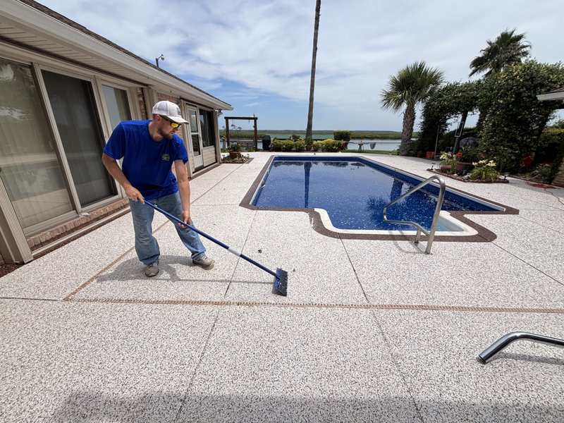 Coated pool deck in Richmond Hill, GA