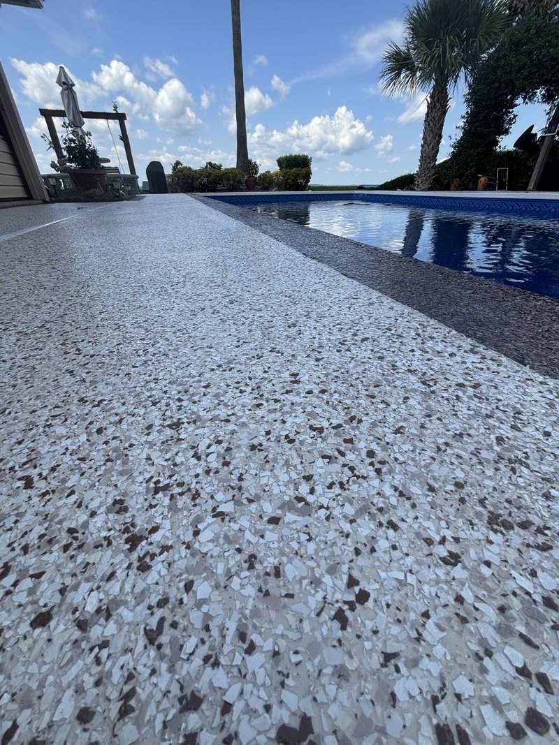 Coated pool deck in Richmond Hill, GA