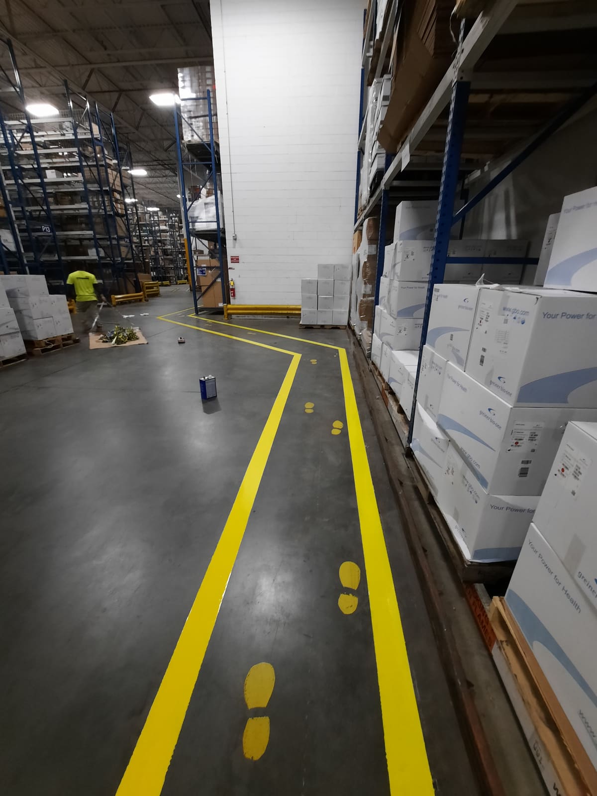 Warehouse safety line striping