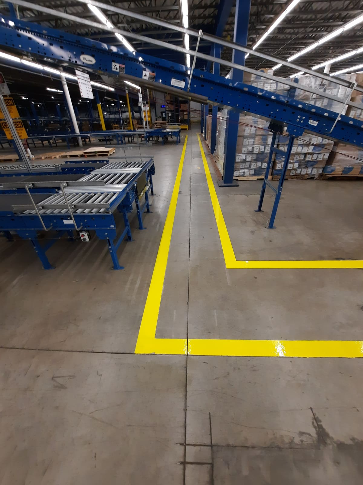 Warehouse safety line striping
